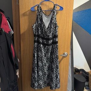 Studio Black and White Lace Backless Dress